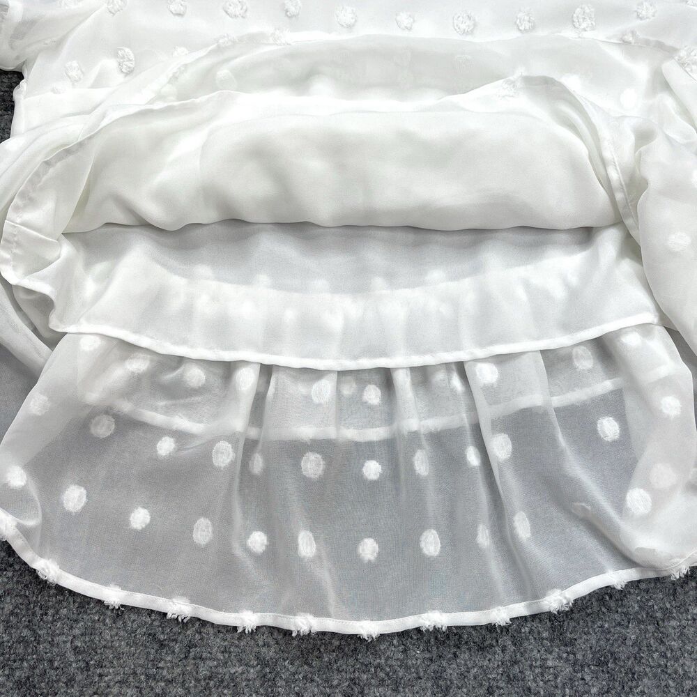 Andree by Unit Swiss Dot Babydoll Top Size Medium Tiered Lined Keyhole Back - Picture 6 of 11